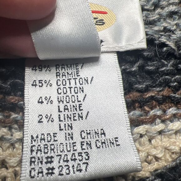 Vintage Talbots Hand Knit Cardigan Sweater Medium Geometric Aztec Neutral - Picture 3 of 8